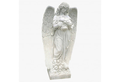 Купить Скульптура из мрамора S_43 Ангел стоящий с цветами в руках
